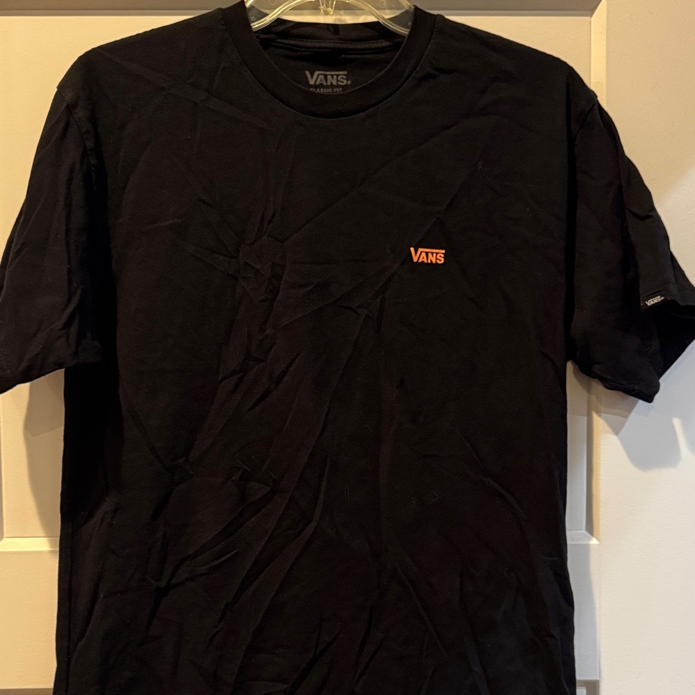 Vans Black Tee with Orange Logo